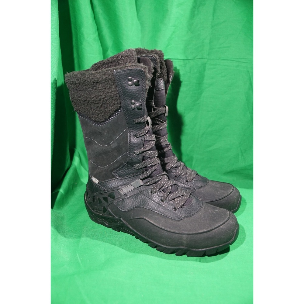 Merrell Womens Aurora Tall Ice+ Wp‎ Black Winter Boots Size 9